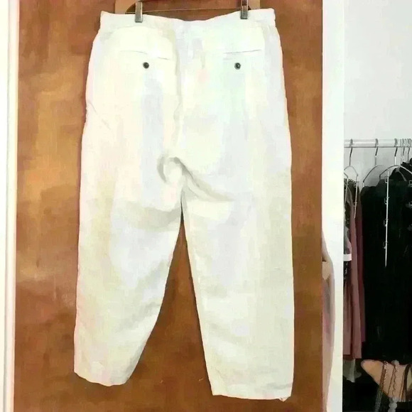 White Pure Linen Pants - Picture 2 of 3
